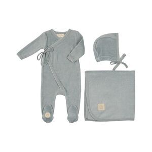 Mon Tresor Girls Scallop Wrap Layette Set, Blue